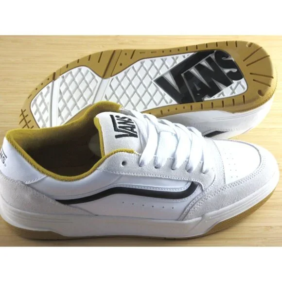 Vans Men's Hylane True White Harvest Gold Striped Lifestyle Shoes Size 10 NIB - Picture 2 of 7
